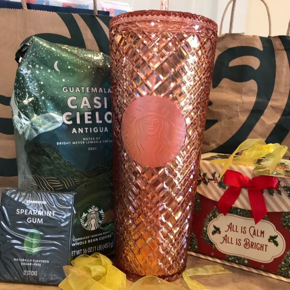 STARBUCKS ROSE GOLD COLD CUP W STRAW VENTI SIZE 24 oz. BUNDLE 💥ALL BRAND NEW